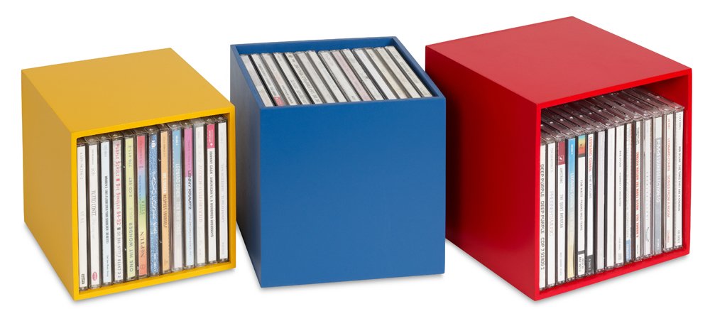 Cubix Boîtes de Rangement CD en Bois - 3 Boîtes pour 40 CD, Design Décoratif et Attrayant