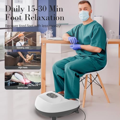 CuPiLo Foot Massager with Heat, FSA Eligible HSA Upgraded Full Feet Shiatsu Massage for Neuropathy, Remote Control Multi-Level Settings for Plantar Fasciitis, Birthday Day Gifts for Women Men(White) — view 5