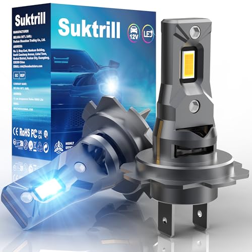 Suktrill Bombillas,H7 LED 30000LM Canbus lámpara para Faros,Kit de conversión de halógeno de 12V 130W 6500K con ventilador de 12000 RPM,Ajuste Directo Ultra Compacto,500% de luminosidad,Juego de 2.