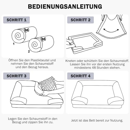 JOEJOY Extra großes Orthopädisches Hundebett, extra großes waschbares Katzenbett Hundekissen mit Wabenstruktur und abnehmbarem wasserdichte Fütterung Schaumstoff hundebett orthopädisch Grau