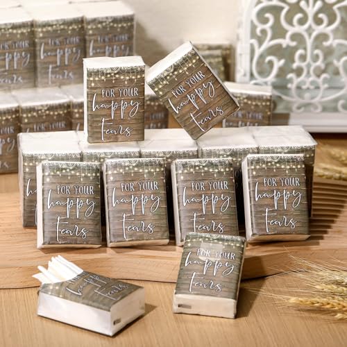 Engrowtic 100 Packs Wedding Facial Tissues Packs for Guests Mini Tissues Travel Size 4 Ply Happy Tears Favors Welcome to Our Wedding for Hotel Ceremony(Romantic) - Thumbnail 4