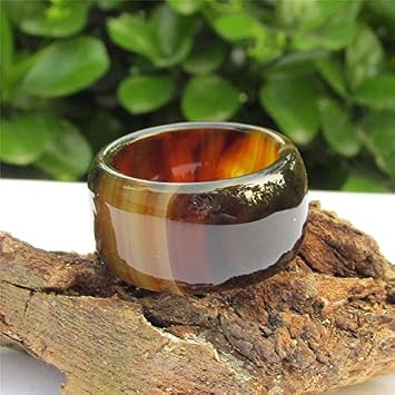 Natural Brown Sardonyx Male and Female Models Thick Jade Jade Ring Finger Ring Authentic Widening