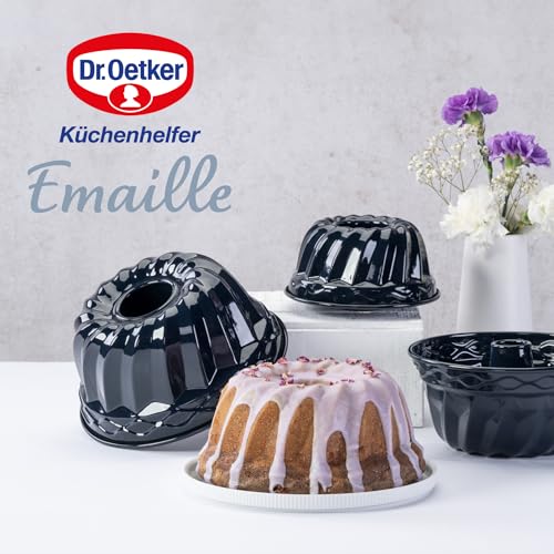 Foto von Dr. Oetker Guglhupf Backform Ø 24 cm Back-Liebe Emaille – Schnitt- & kratzfeste Gugelhupf Form mit Emaille – 24er Gugelhupfform in Dunkelblau