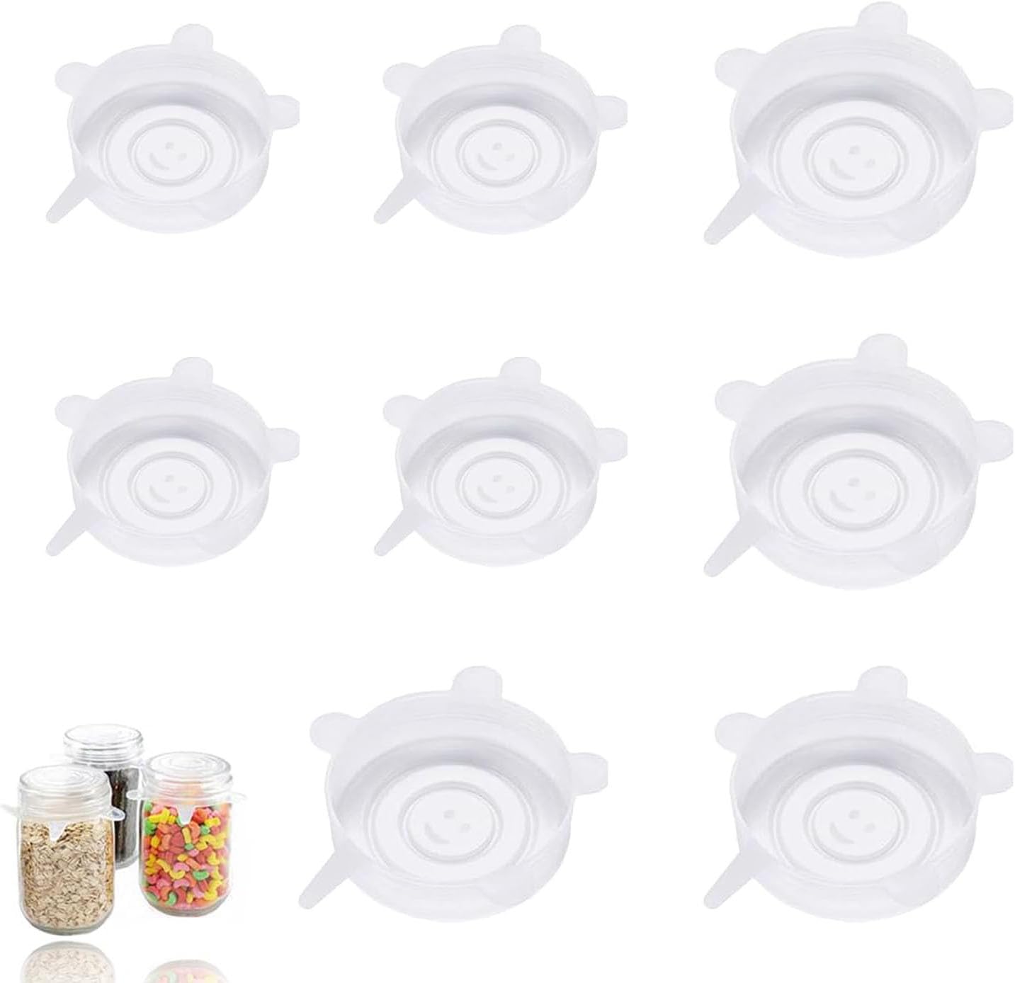 7 Couvercles En Silicone Extensibles 8,5 Cm - Sans BPA, Micro-ondes, Four, Frigo - Couvercles Universels Réutilisables