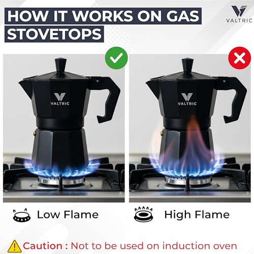 Image of 2-in-1 Moka Pot Espresso Maker | Stovetop & Induction Compatible | 300ml Premium Aluminium | Italian Style Percolator Coffee Brewer | Brews 4-6 Cups | Espresso, Americano & More, Black