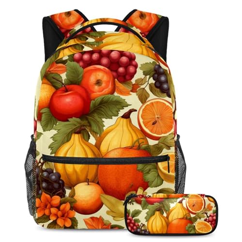 Sac à dos Thanksgiving avec trousse scolaire pour garçon et adolescent