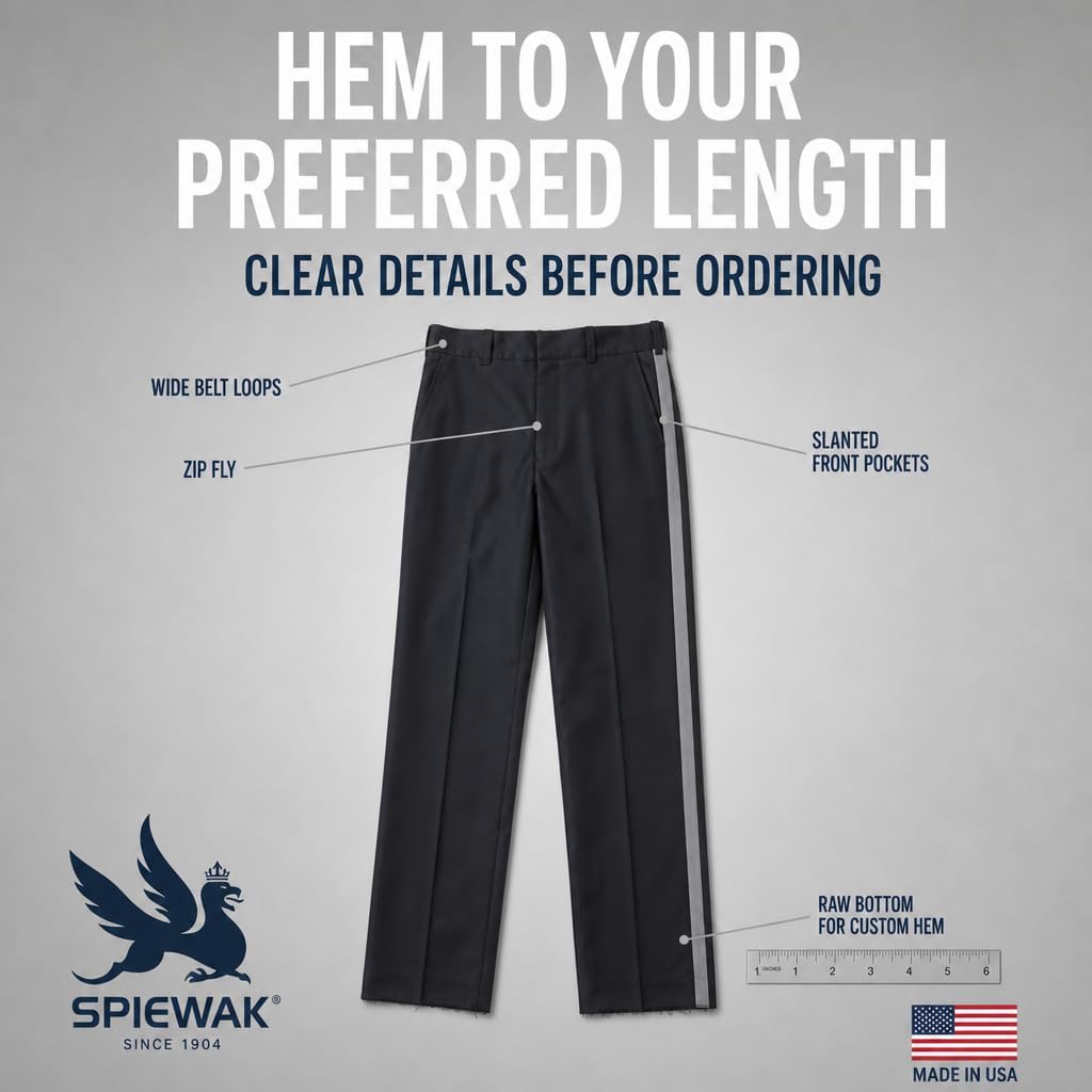 Spiewak Men's IDOC Sorbtek 4-Pocket Uniform Pant - Navy with Stripe, Unhemmed