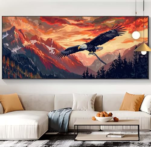 Diamond painting aigle pour adulte et enfant - Kit broderie diamant complet grand format 60x130cm