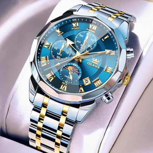 Image of OLEVS Men Watch Business Dress Diamond Luxury Watch Luminous Easy to Read Date Waterproof Stainless Steel Quartz Analog Simple Dress Watch