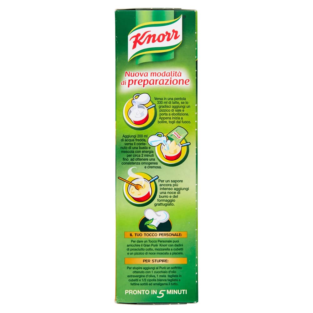 Knorr Gran Purè Cremoso e Delicato Preparado para puré de patatas sin gluten, 225 g (3x75 g)
