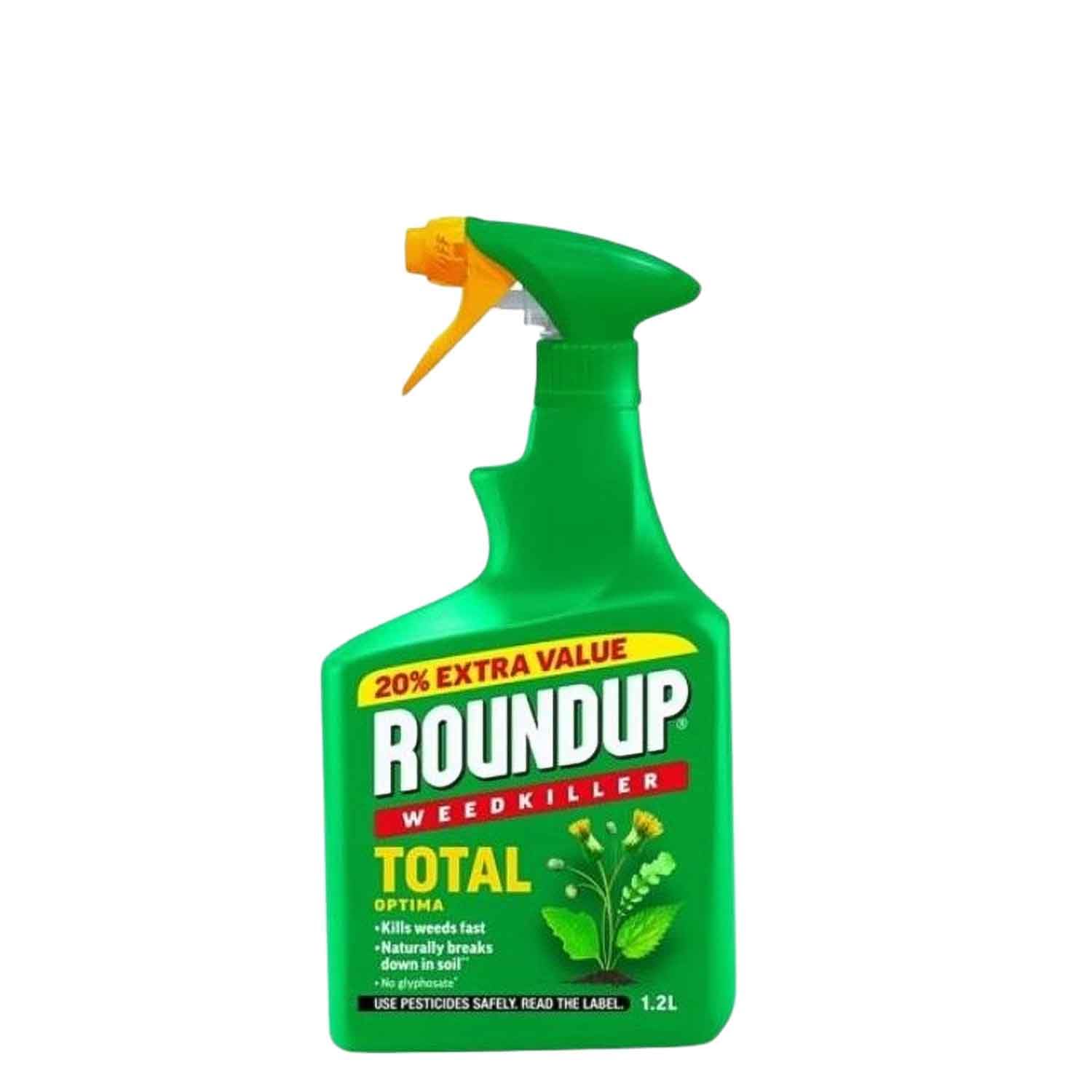Roundup Weedkiller Total Optima Ready To Use Spray Glyphosate Free Weed Control with Pelargonic Acid Fast Visible Results in 3 Hours Replant in 3 Days