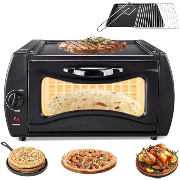 Piekarnik 2 w 1 2100 W, mini urządzenie do robienia pizzy 15 l, regulacja temperatury 50.0 °C-400.0 °C, do użytku domowego i na wynos