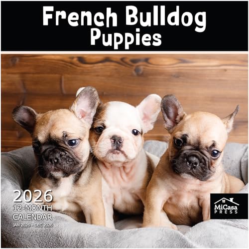 MICASA French Bulldog Puppies 2026 Wall Calendar 12 Month | 12″ x 24″ Open | Thick & Sturdy Paper | Giftable | Calendar 2026