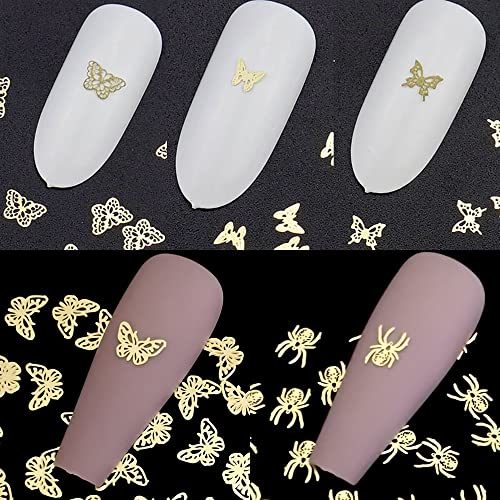 Txmoyi 1000Pcs 3D Gold Butterfly Nail Charms Kits Animal Metallic Nail Art Stickers Set Snake Metal Nail Studs Decals For Women Diy Nail Decorations Accessories 10 Styles #TOP2