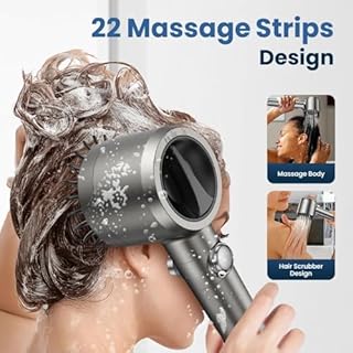 Ion Shower Drops Head Filtered Showerhead With Five Filters,Filtered Shower Head With Handheld,High Pressure Turbo Showerhead,Reusable,Adjustable Settings With Hose 4-piece set Very good