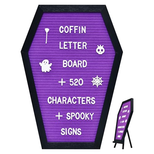 GAJIGAJI Coffin Letter Board, Halloween Decor, 16x11 Inch, Purple