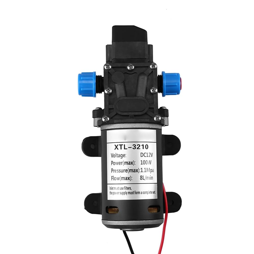 Littimoon 12V DC 100W 8L/Min 160Psi High Pressure Diaphragm Self Priming Water Pump for Wash Electric Diaphragm Pump High-Pressure Car Wash Pump