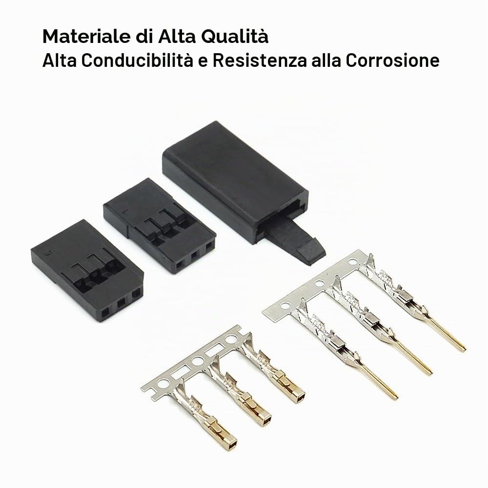 30 Set di Connettori Servo Maschio Femmina con Pin a Crimpare per Cavi Compatibile con Connettori RC Futaba JR Hitec Spektrum (con Strumento di Crimpatura)