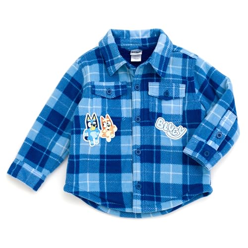 Bluey Toddler Boys Flannel Shacket Plaid 2T