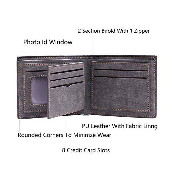 Mochiizoo Leather Wallet for Men,Slim Bifold Vintage Men's Leather Front Pocket Wallet with RFID Blocking - Image 3