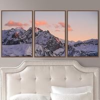 3 Piece Framed Canvas Wall Art Snow Mountain Canvas Prints Home Artwork Decoration for Living Room,Bedroom - 16