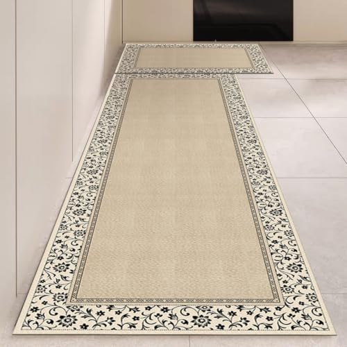 Alfombrilla de cocina de cuero vinílico moderna alfombra larga lavable para pasillo 2