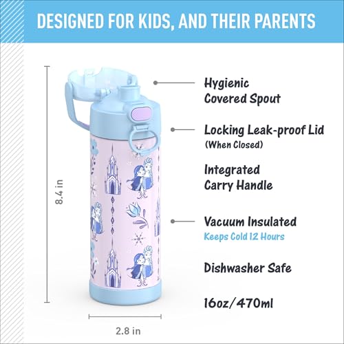 Image of THERMOS FUNTAINER 16 Ounce Stainless Steel Vacuum Insulated Bottle with Wide Spout Lid, Frozen