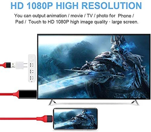 HDMI Adapter Cable, Compatible with i-Phone i-Pad to HDMI Digital AV Sync Screen Adapter with Charg-er Port Connector to 1080P HD TV Projector Monitor