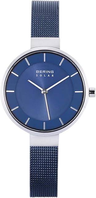 Bering Kobiety Slim Solar Zegarek, Srebrny/Niebieski, 31 mm