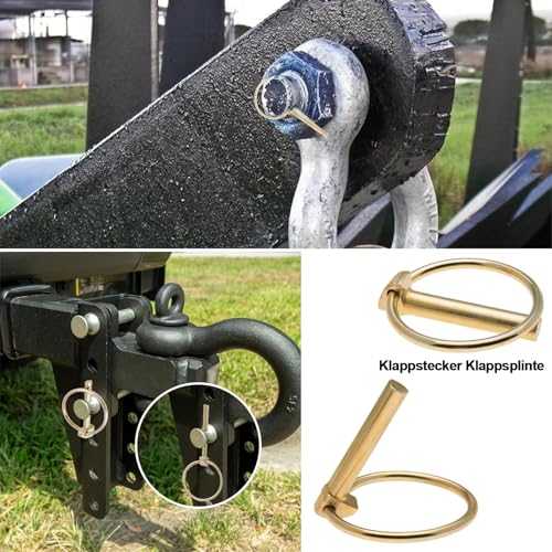 6 Stück Klappstecker, Klappstecker Klappsplinte, Klappsplinten für Anhänger, M4.5 Klappsplinte, Anhängerstifte Sortimentskit, Runde Klappstecker Sicherungsstift, für Traktoren, Anhänger