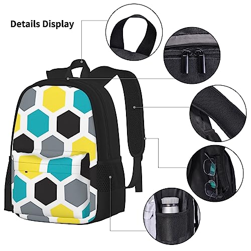 Sac à dos imprimé octogonal noir avec kit lunch box pour le bureau