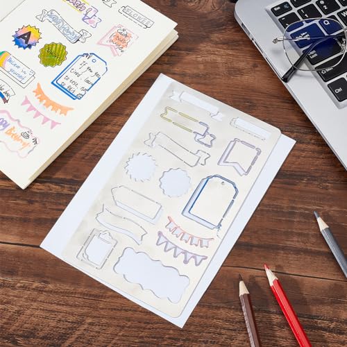 INFUNLY Metal Journal Stencils Banners Metal Stencils Bookmark Label Stencil Reusable Planner Metal Template for Journaling Diary Wood Carving Drawings Woodburning Engraving Scrapbooking - Image 4