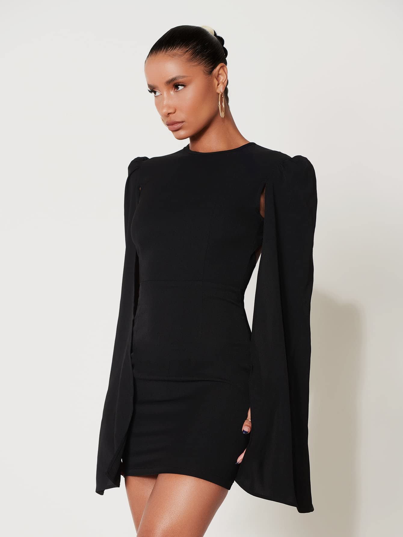 Amazon.com: Women's Dresses Cloak Sleeve Open Back O-Ring Zip Up Dress Dress  for Women (Color : Black, Size : Small) : Clothing, Shoes & Jewelry