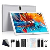 Tablet 10 Pulgadas Android 10, FEONAL 4G LTE Tableta con 2 SIM Slot 4GB RAM 64GB ROM 128GB TF, Octa-Core, Batería 6000mAh, Cámara 13MP+5MP, 1080 FHD IPS, Dual SIM | GPS | OTG | Bluetooth 5-Plata