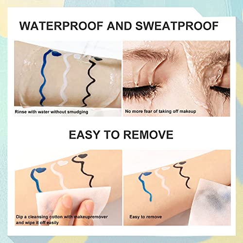 Evpct 3Pcs White Blue Black Matte Waterproof Colored Eyeliner Liquid Eye Liner Color Set Liquid Eyeliner Colorful Eyeliner Pen Pencil Set Long Lasiting Delineador De Ojos De Colores Figuras 01+03+07 #TOP3