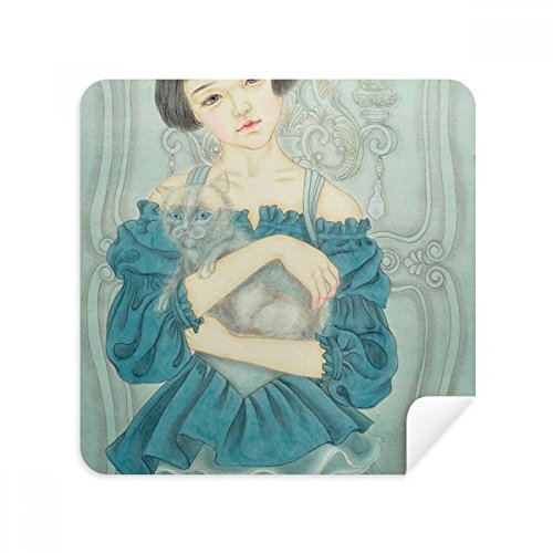 Chiffon lunettes anti-traces et nettoyant écran en tissu suède bleu 2Pcs