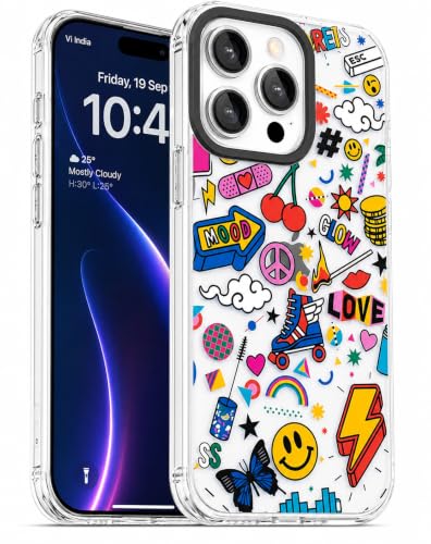 Image of SQUIF for iPhone 14 Pro Back Case Cover Silicone Transparent Soft Design Art Printed | Camera Bump Protection (Multicolor)