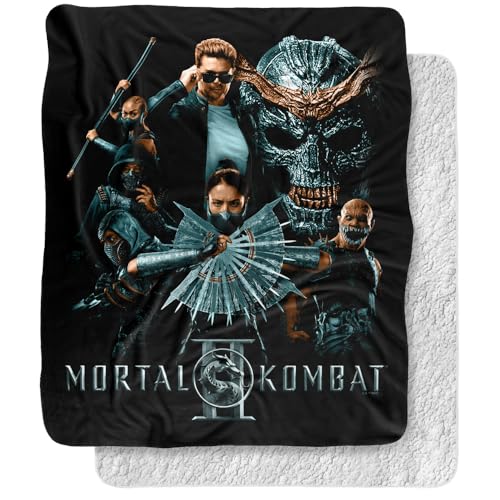 LOGOVISION Mortal Kombat 2 Duotone Fighters Silky Touch Sherpa Back Super Soft Throw Blanket 50"x60"