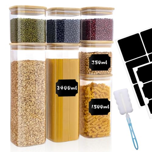 Withosent Vorratsdosen Glas 7er Set, 750ml/1500ml/2400ml Vorratsgläser mit...