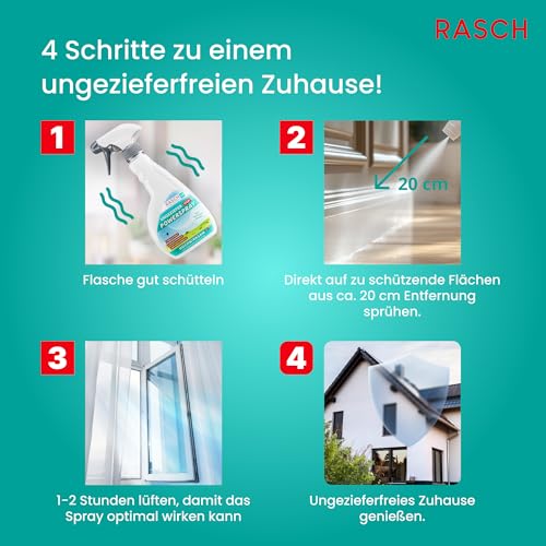 RASCH HOME DEFENDER® Ungezieferspray [500ML] - Ungeziefer Spray für die Wohnung - Ungezieferabwehrspray - Insektenspray - Insektenschutzspray - Insekten & Ungezieferraumspray