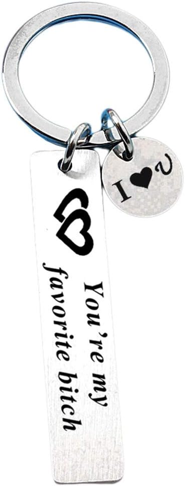 JK Home Funny Couple Keychain You're My Favorite Bitch Jewelry for Her Boyfriend Gift Husband, Stainless Steel Keyring