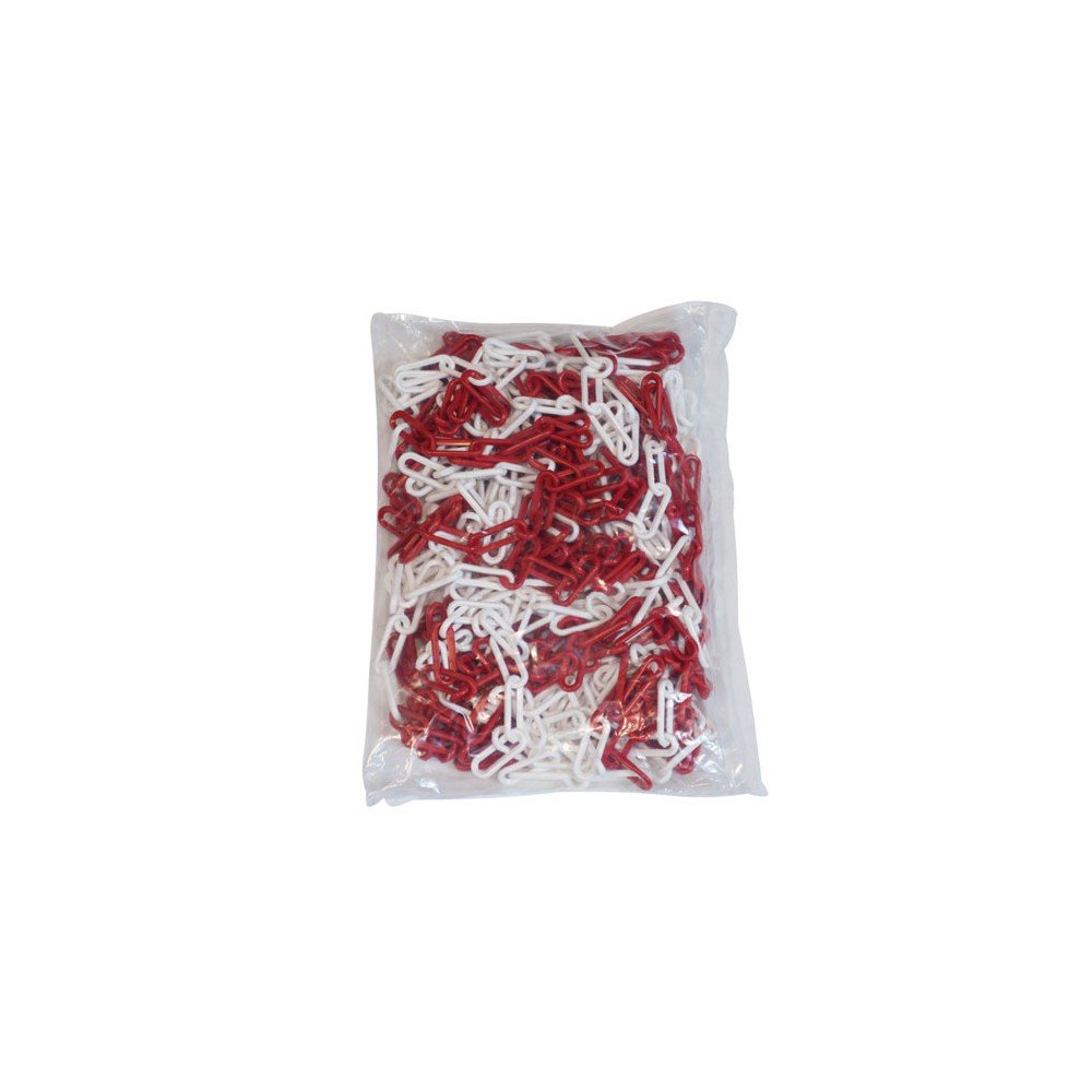 Chaîne plastique Rouge et Blanche - Ø 8mm x 25m en sac - SIGNAL - 1185081