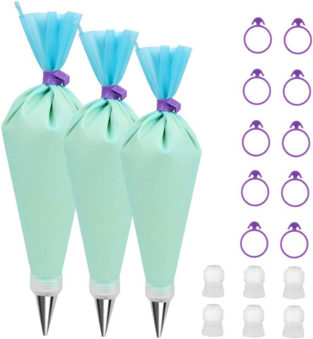 MAGICLULU 28-Piece TPU Pastry Bag Set with 10 Piping Ties 6 Piping Tips and 12 Disposable Cake Decorating Bags for Baking and Decorating Desserts