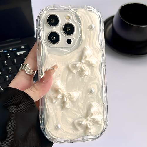 iphone 16 用 ケース リボン パール 立体 クリア 韓国 かわいい いphoneケース 人気スマホケース キラキラ ボウノット おしゃれ ランキング 