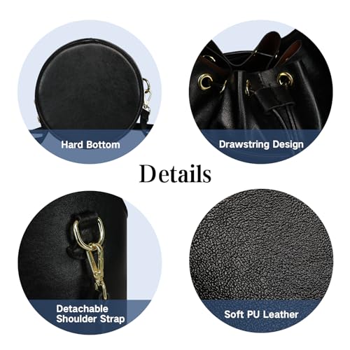 Bucket Bags for Women Vintage Tote Bag Bucket Purses Vegan Leather Hobo Bags Drawstring Crossbody Purse3