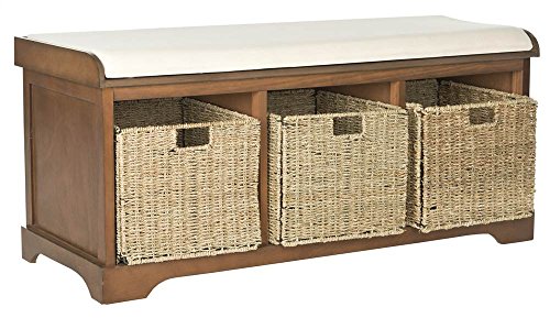 SAFAVIEH Furniture - Lonan Storage Bench - Brown - Solid Wood - Farmhouse Lift-Top Design - Ideal for Entryway, Living Room, Hallway, 18" Seat Height (AMH5733D)