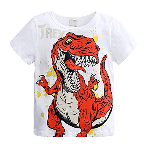 AYIYO T-shirt à manches courtes Motif dinosaure - Blanc - 4-5 ans Cover