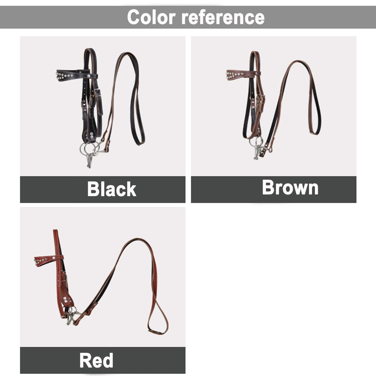 Briglia per cavalli Western in pelle di vacchetta - Testiera per cavalli Western - Attrezzatura equestre - Briglia Hobby(black,M)