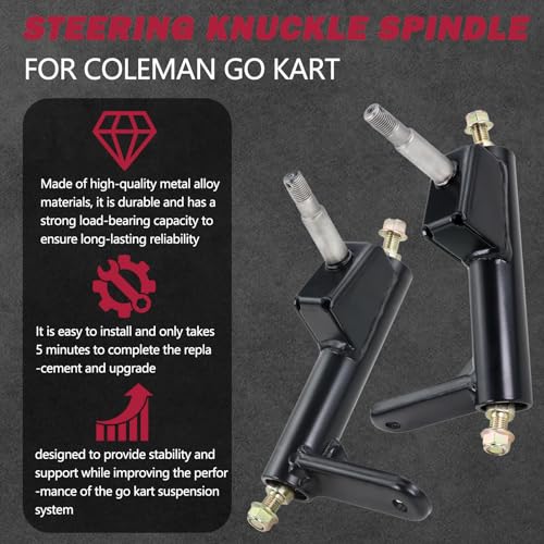 Left&Right Spindle Steering Knuckle for coleman kt196 go kart parts Fits For Coleman CK196-T, KT194,KT196,196cc 6.5 Hp Gas Powered Go-Karts,Replacement 4-Wheeler Quad Parts for steering spindle by KOONDHEEND - Image 9