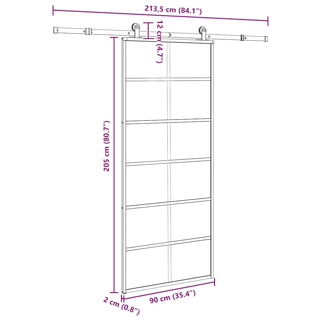 vidaXL Porte coulissante avec kit de quincaillerie 90x205 cm Verre ESG, Porte coulissante sur Rail, Porte coulissante intérieure, Porte coulissante de Salle de Bain